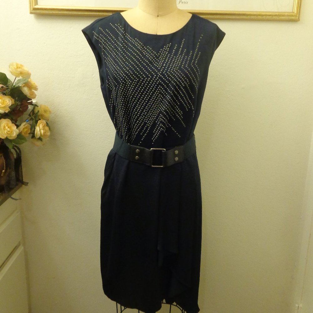 BCBGMaxAzria Runway Blue Midi Studded Dress